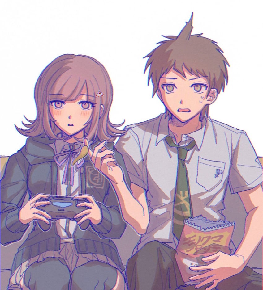 nanami chiaki and hinata hajime (danganronpa and 2 more) drawn by harami_(qz48lr)