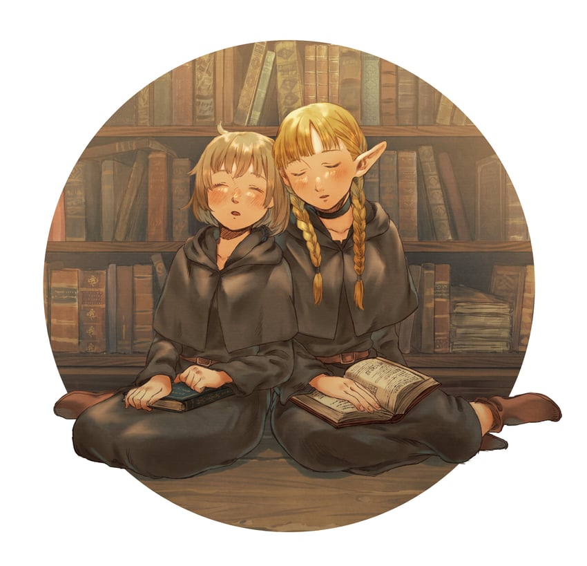 marcille donato and falin touden (dungeon meshi) drawn by shako_(shaco_flat)