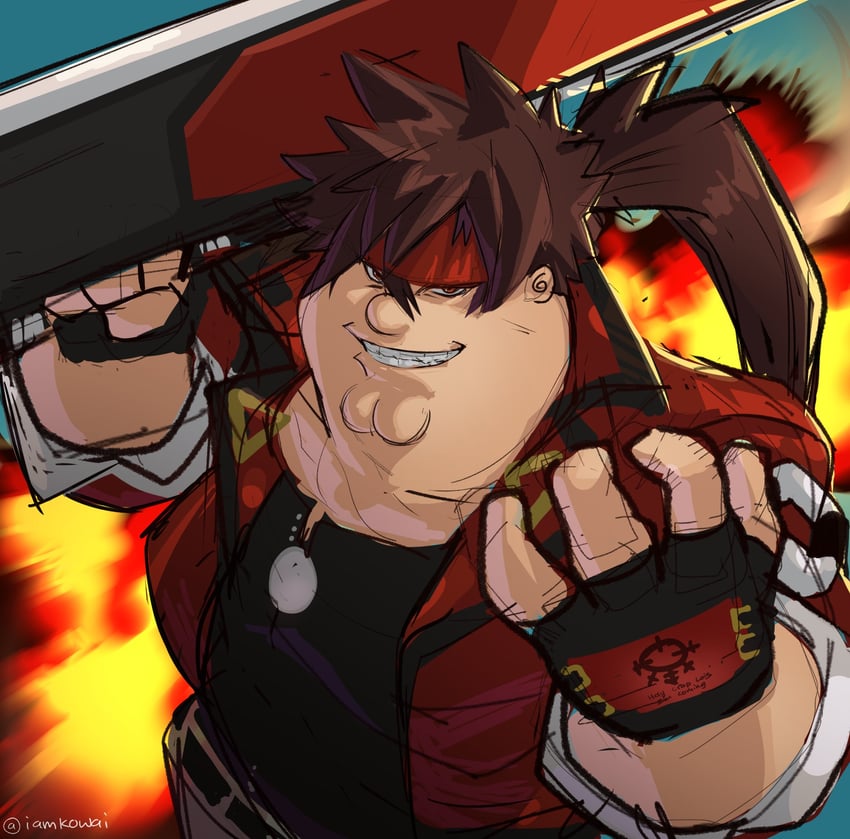 sol badguy and peter griffin (guilty gear and 2 more) drawn by kowai_(iamkowai)