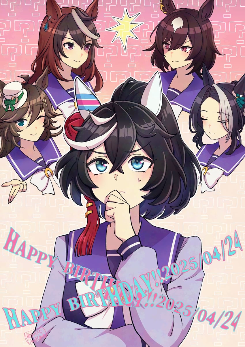 symboli rudolf, sirius symboli, mr. c.b., katsuragi ace, and mejiro ramonu (umamusume) drawn by hi_(ibisf5umauma)
