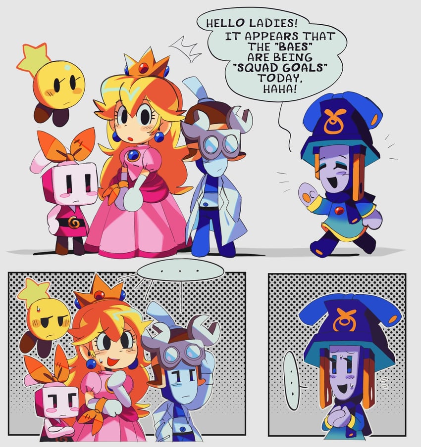 princess peach, starlow, ireen, technikki, and cozette (mario and 2 more) drawn by petzcatz2