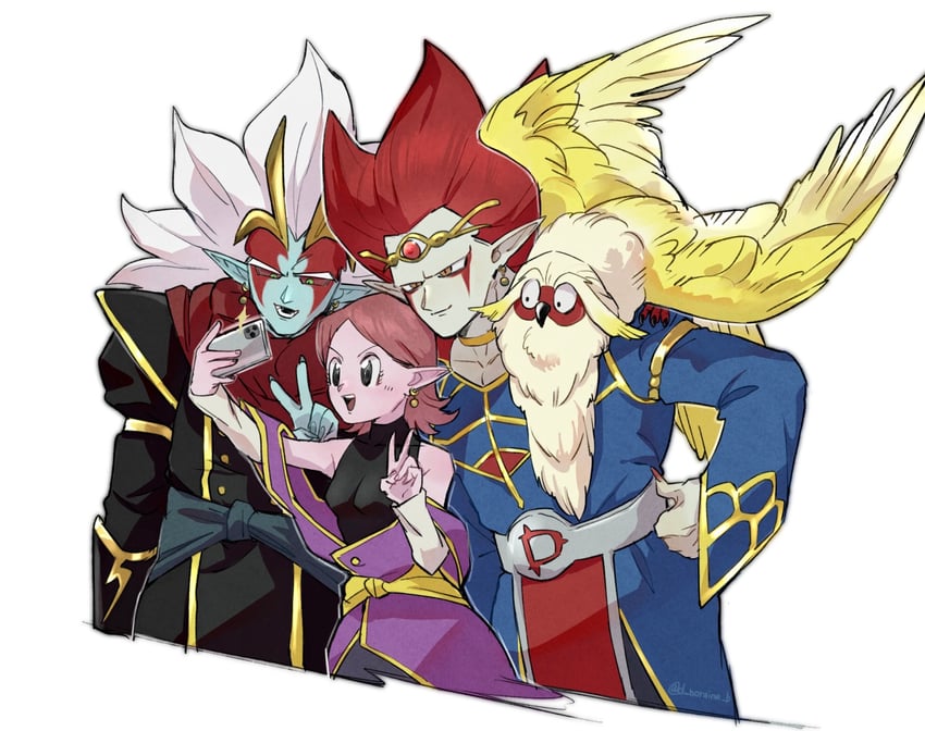 chronoa, mechikabura, demigra, and tokitoki (dragon ball and 2 more) drawn by d_norainu_b