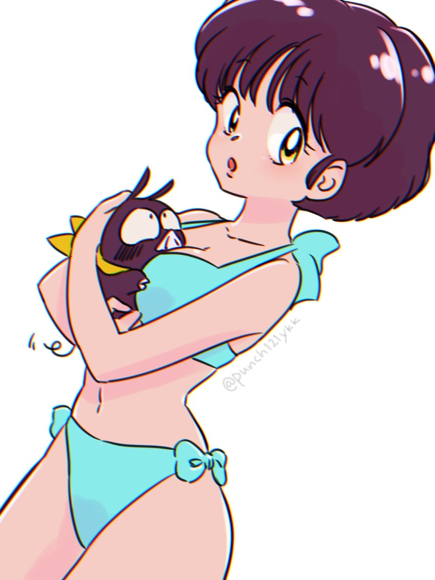 tendou akane and p-chan (ranma 1/2) drawn by punch121ykk