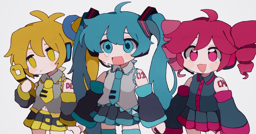 hatsune miku, kasane teto, and akita neru (vocaloid and 2 more) drawn by agyo_(ikayaki5252)