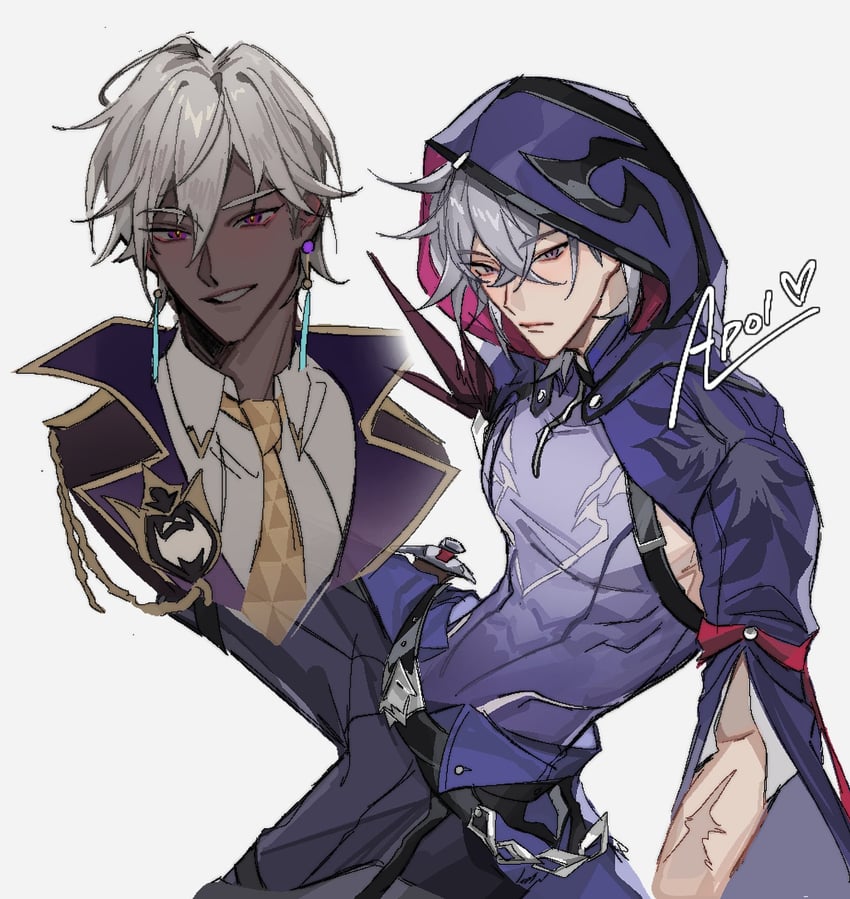 moze and sugilite (honkai and 1 more) drawn by apol