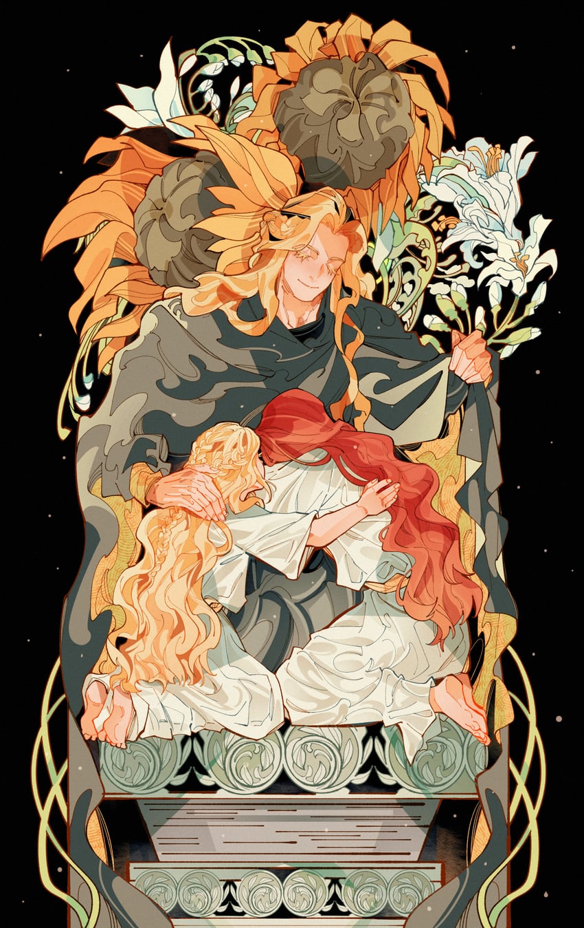 malenia blade of miquella, miquella, and godwyn the golden (elden ring) drawn by drenched-in-sunlight
