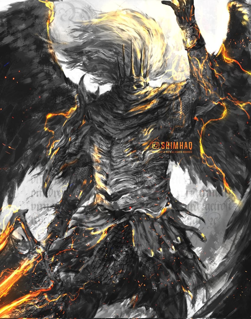 nameless king and king of the storm (dark souls and 1 more) drawn by shimhaq
