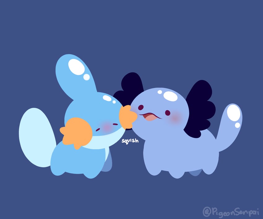 mudkip and madame (pokemon and 1 more) drawn by pigeonsenpai