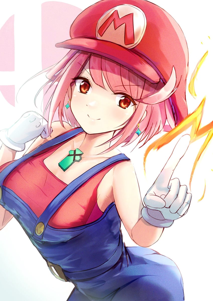 pyra and mario (mario and 3 more) drawn by karuushi