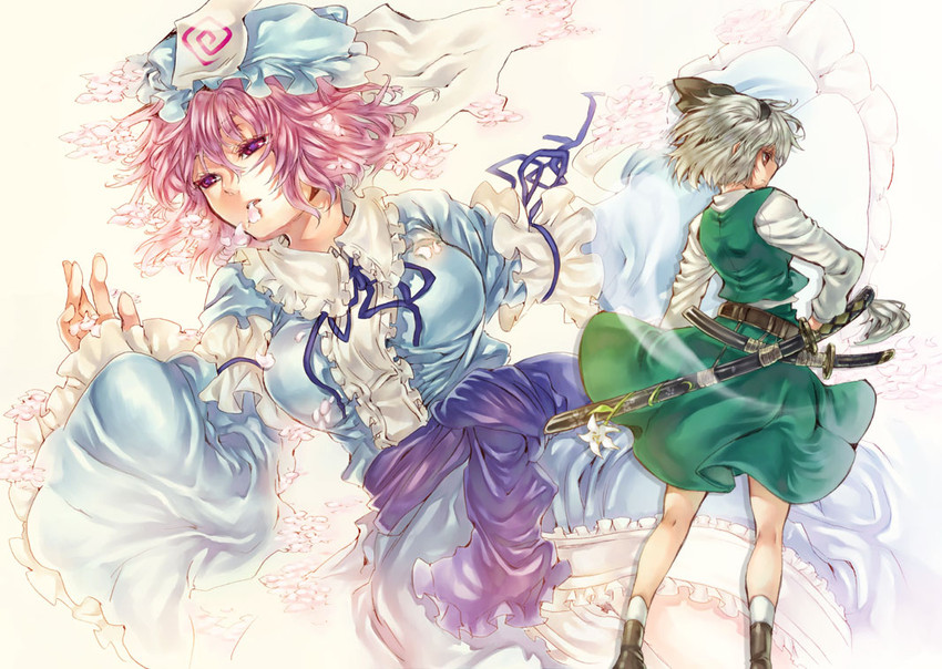 konpaku youmu and saigyouji yuyuko (touhou) drawn by tenkuu_sphere