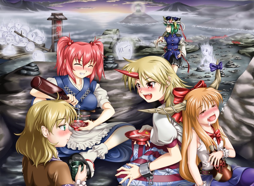 ibuki suika, mizuhashi parsee, hoshiguma yuugi, shiki eiki, and onozuka komachi (touhou) drawn by chimu