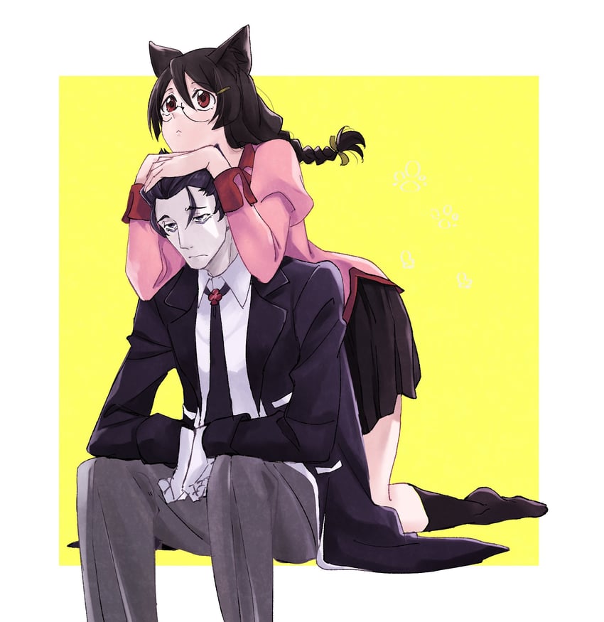 hanekawa tsubasa and kaiki deishuu (monogatari) drawn by hatahata_(okkrslk)
