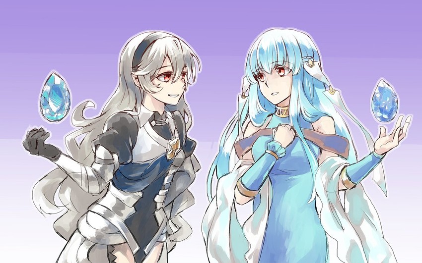 female corrin and ninian (fire emblem and 3 more) drawn by jin_(phoenixpear)