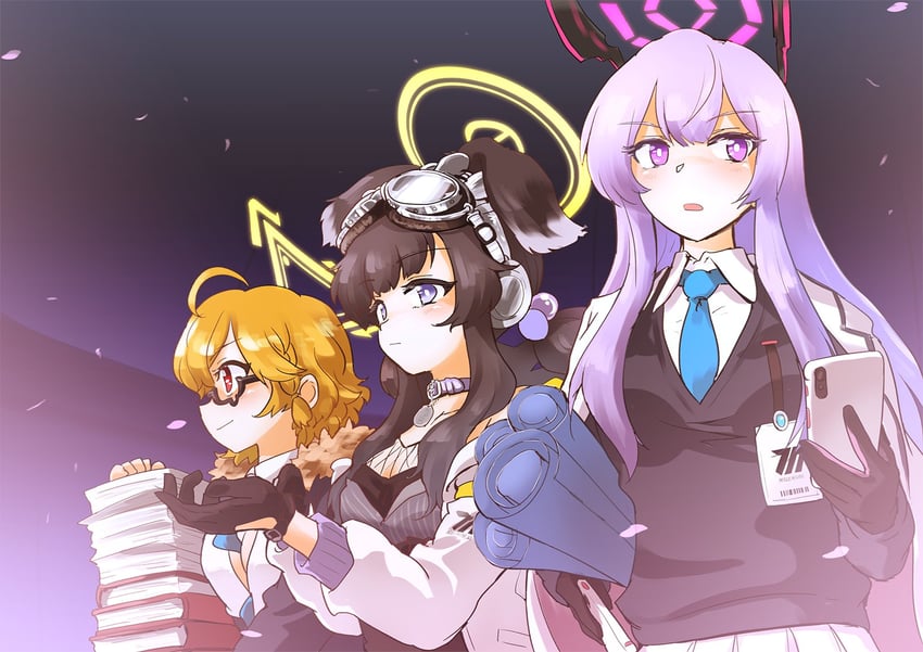 hibiki, kotori, and utaha (blue archive) drawn by hariyaa