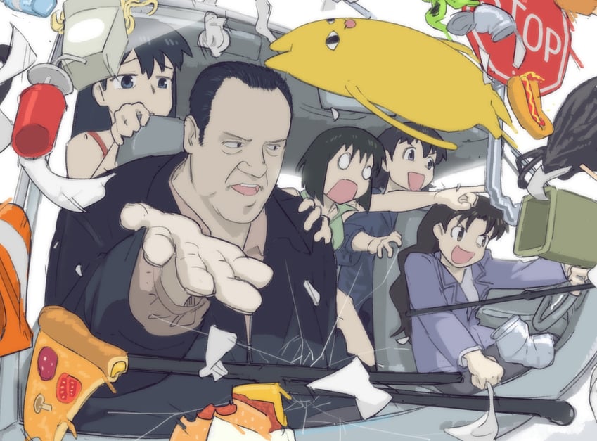 sakaki, takino tomo, mihama chiyo's father, kaori, tanizaki yukari, and 1 more (azumanga daioh and 1 more) drawn by fubarmoe
