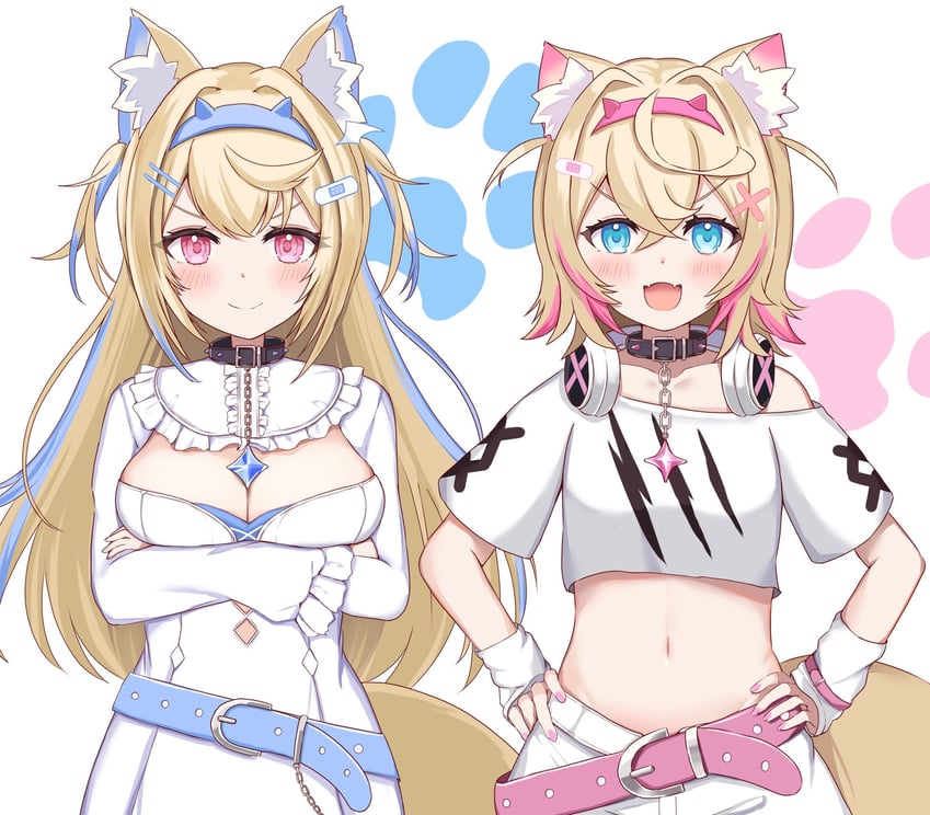 fuwawa abyssgard and mococo abyssgard (hololive and 1 more) drawn by sabamiso_(tomomon021831)