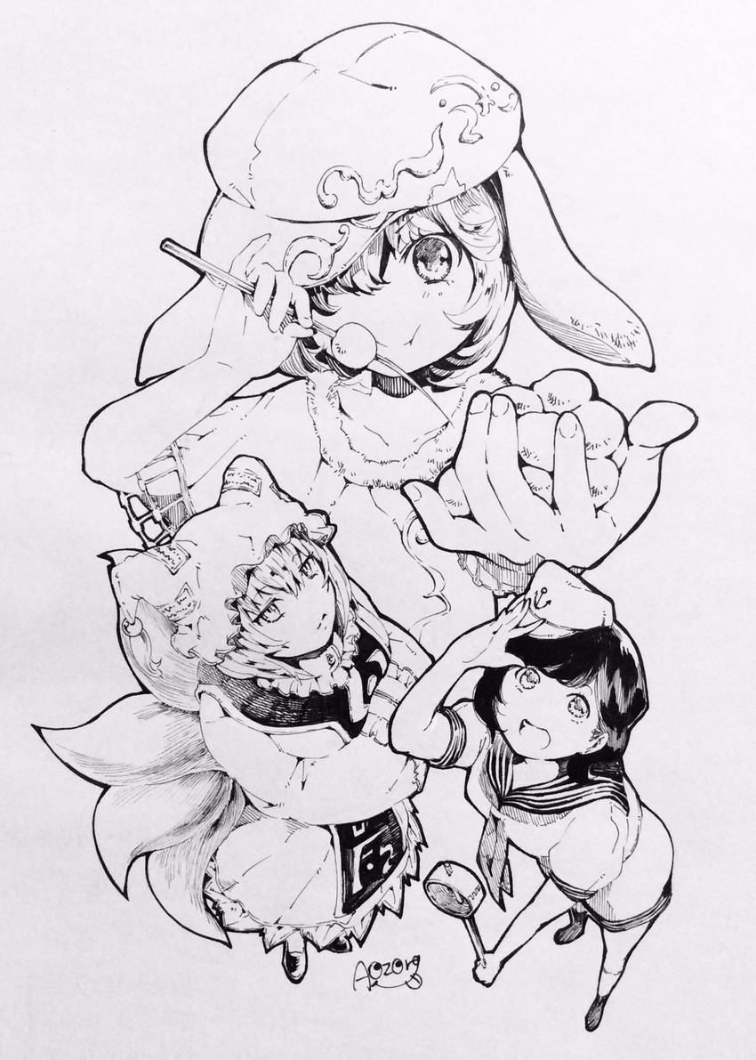 yakumo ran, murasa minamitsu, and ringo (touhou) drawn by aozora_taf
