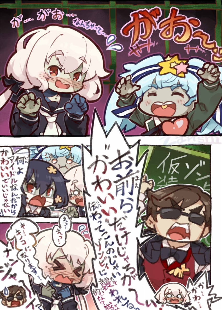 konno junko, mizuno ai, hoshikawa lily, and tatsumi koutarou (zombie land saga) drawn by itsuki_tasuku
