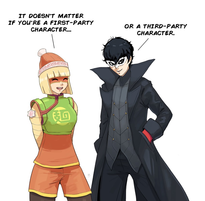 amamiya ren and min min (persona and 3 more) drawn by francisco_mon