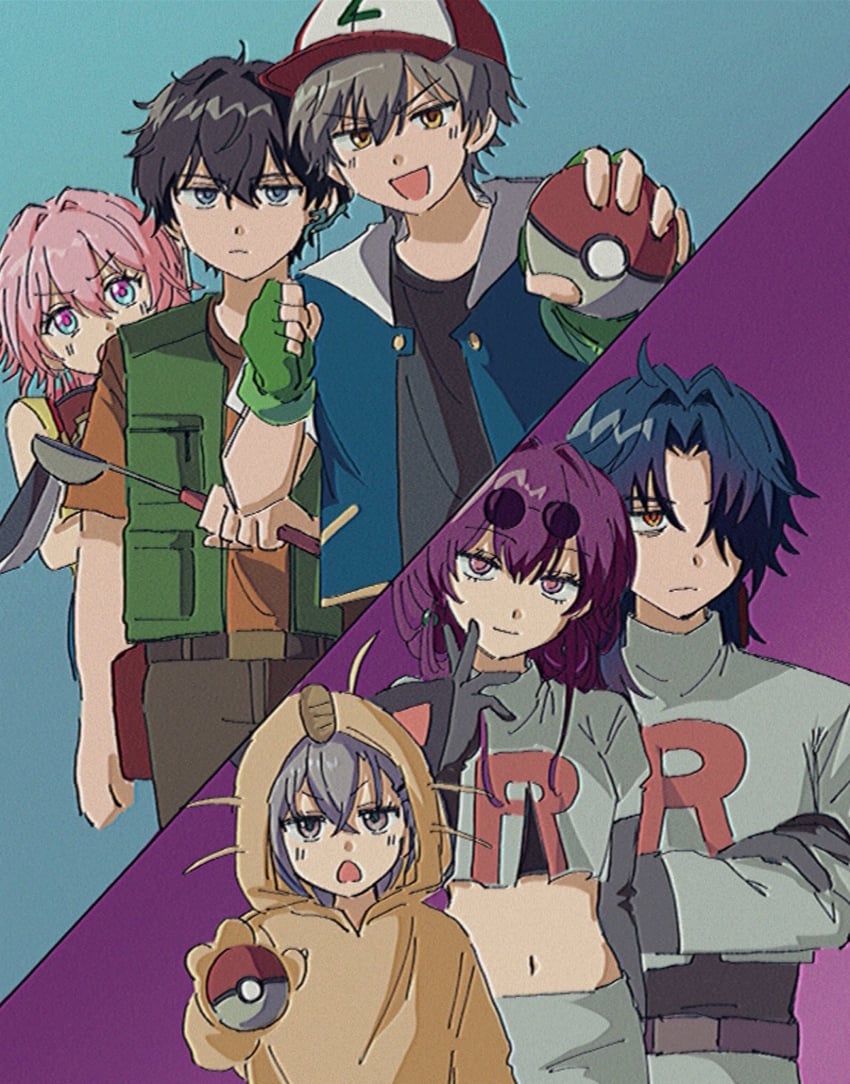 trailblazer, kafka, march 7th, ash ketchum, caelus, and 8 more (pokemon and 2 more) drawn by sa_(onksicya45)
