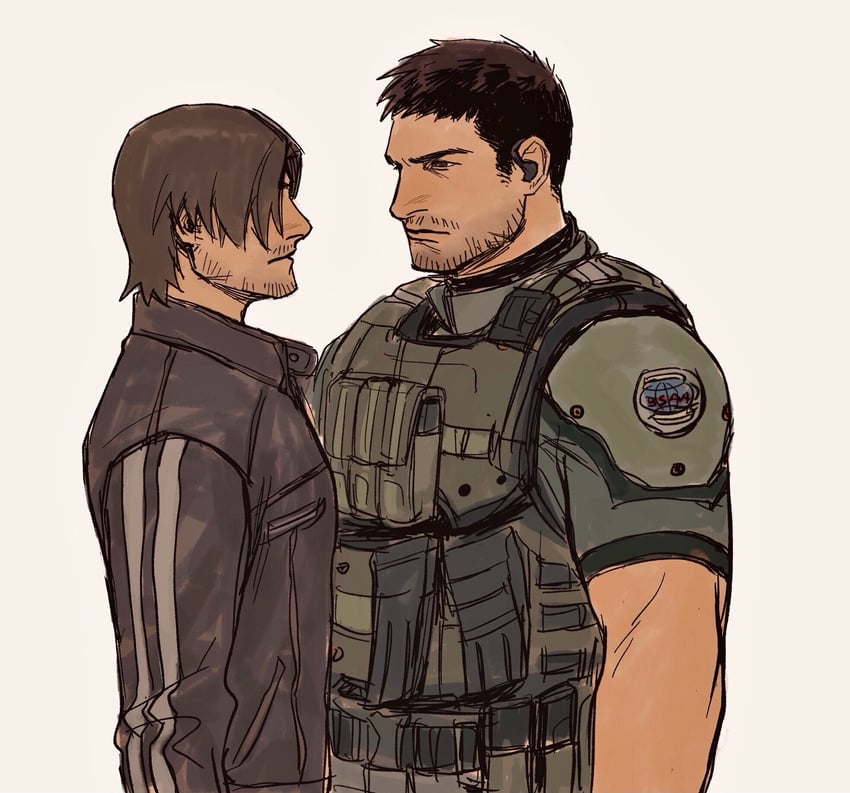leon s. kennedy and chris redfield (resident evil and 1 more) drawn by zhenli0121