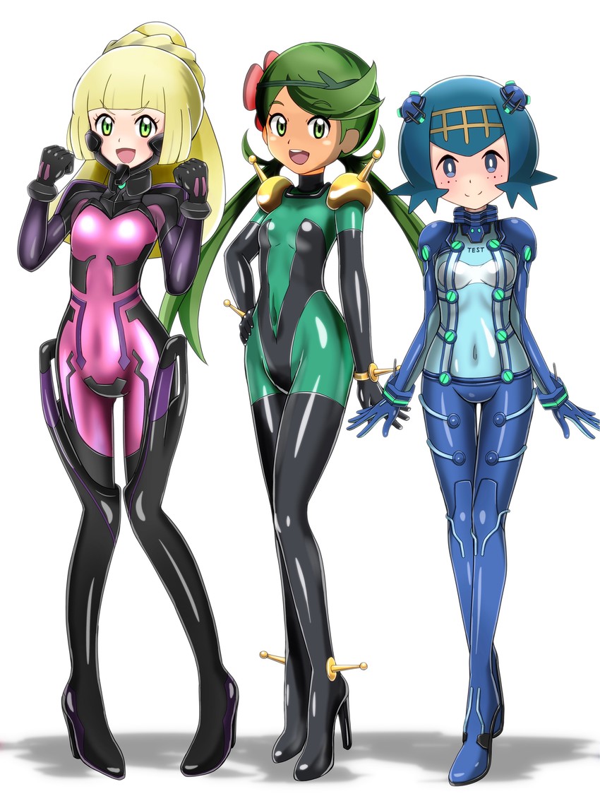 lillie, lana, and mallow (pokemon and 7 more) drawn by shoukin500