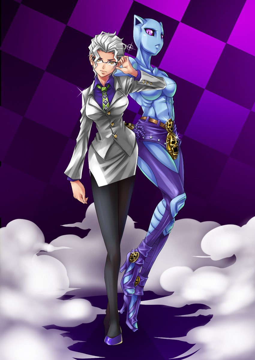 kira yoshikage and killer queen (jojo no kimyou na bouken and 1 more) drawn by ryuusei_(mark_ii)