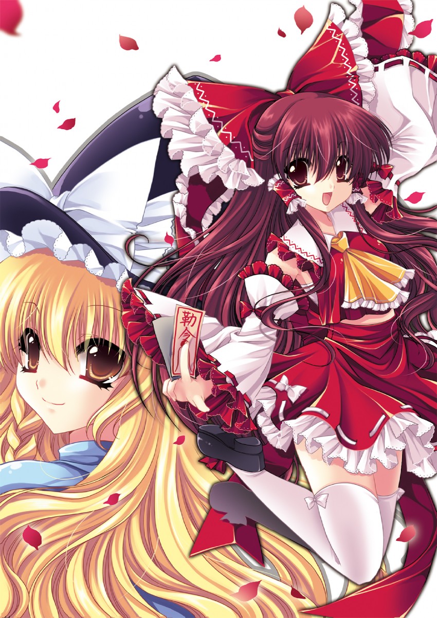 hakurei reimu and kirisame marisa (touhou) drawn by sakurano_ru