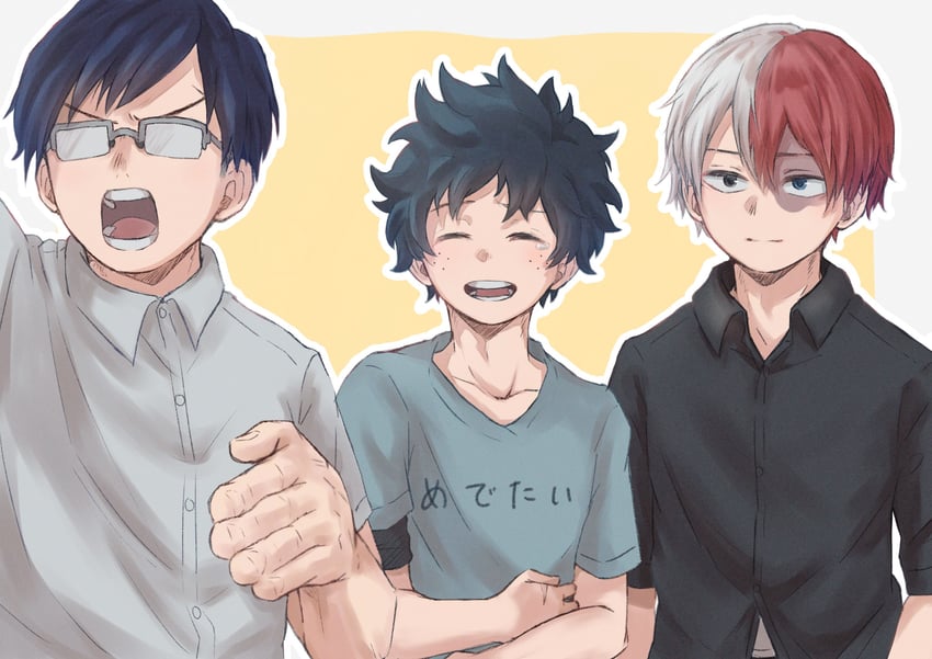 midoriya izuku, todoroki shoto, and iida tenya (boku no hero academia) drawn by r1014-chopper
