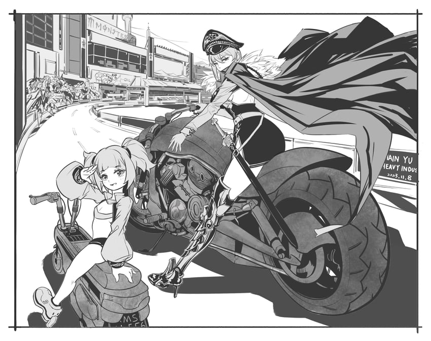 bismarck, bismarck zwei, and u-556 (azur lane) drawn by chain_yu