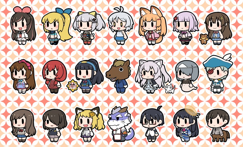 tokino sora, kizuna ai, kaguya luna, dennou shoujo siro, mirai akari, and 19 more (hololive and 18 more) drawn by ume_(noraneko)