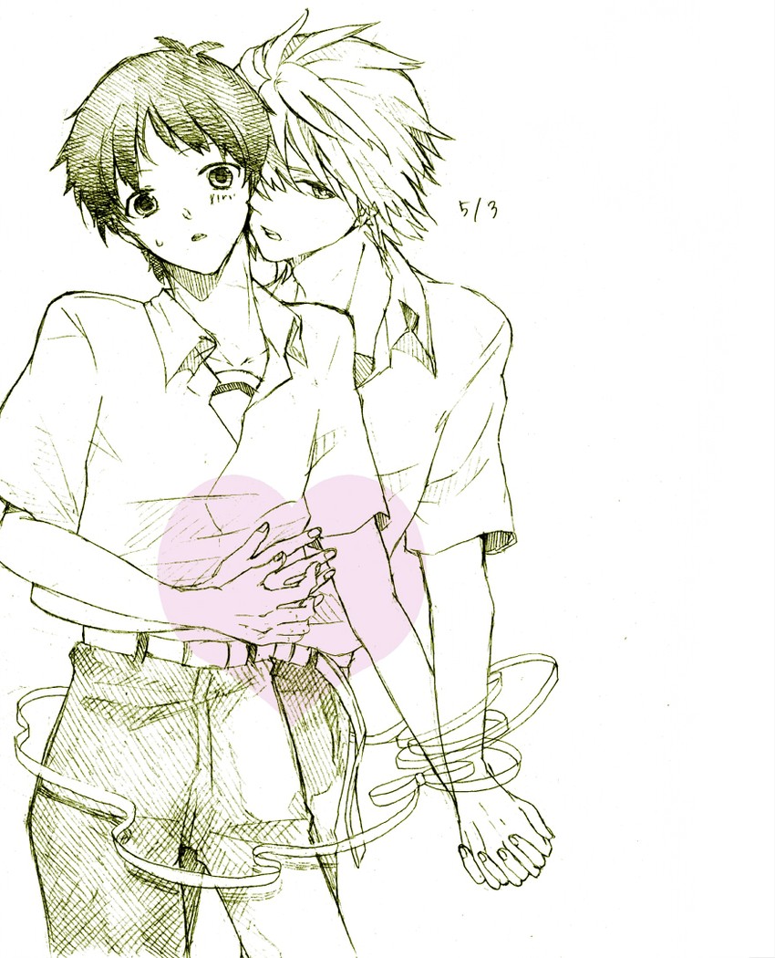 ikari shinji and nagisa kaworu (neon genesis evangelion) drawn by toirotukimi