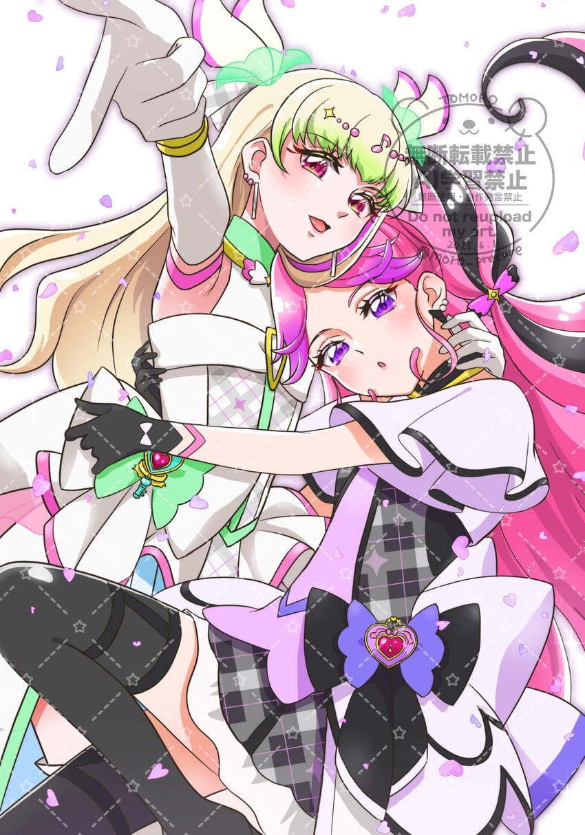 cure zukyuun and cure kiss (precure and 1 more) drawn by moro_precure