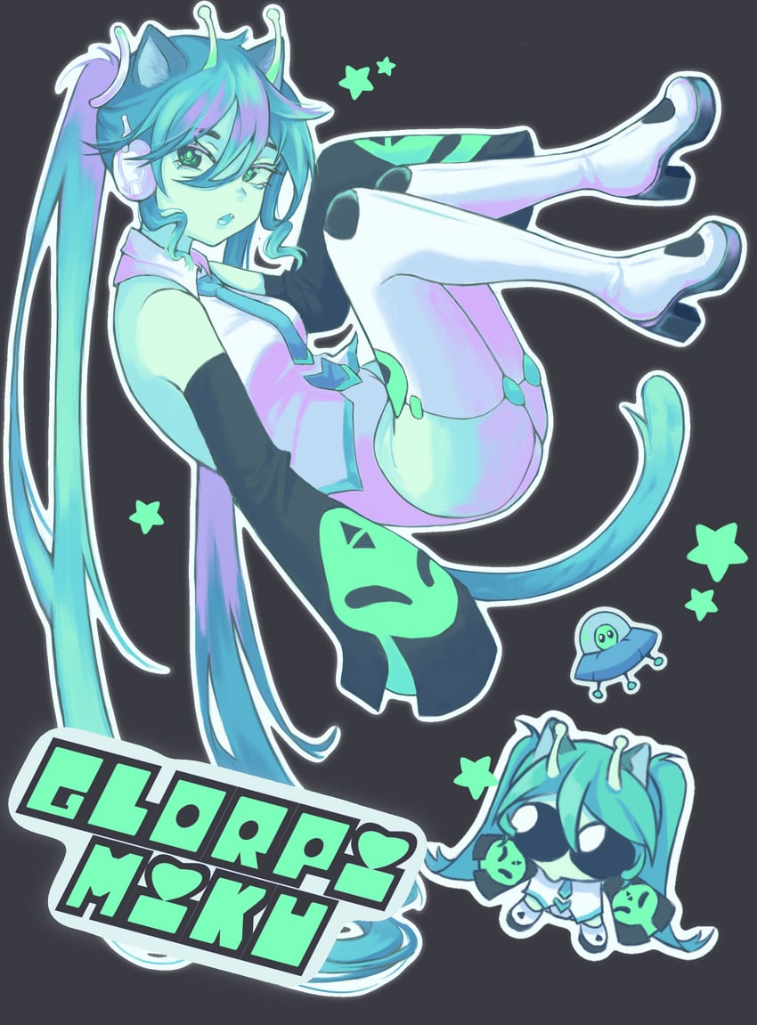 hatsune miku and glorpi miku (vocaloid) drawn by theneveru