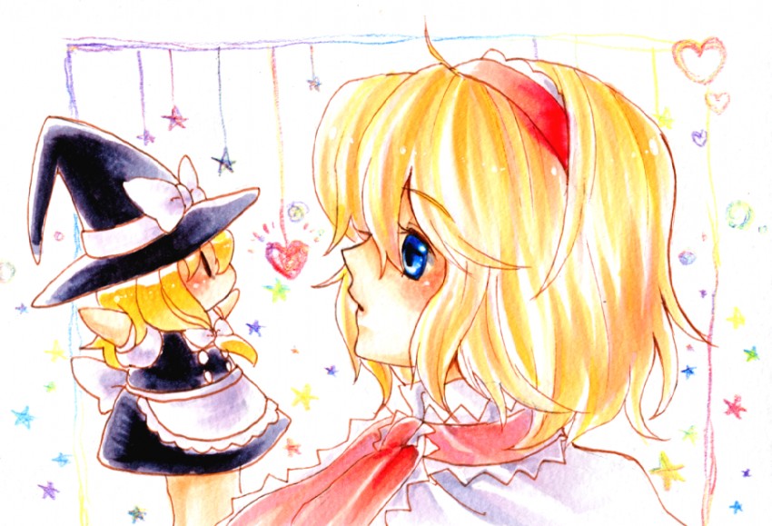 kirisame marisa and alice margatroid (touhou) drawn by bone-beans