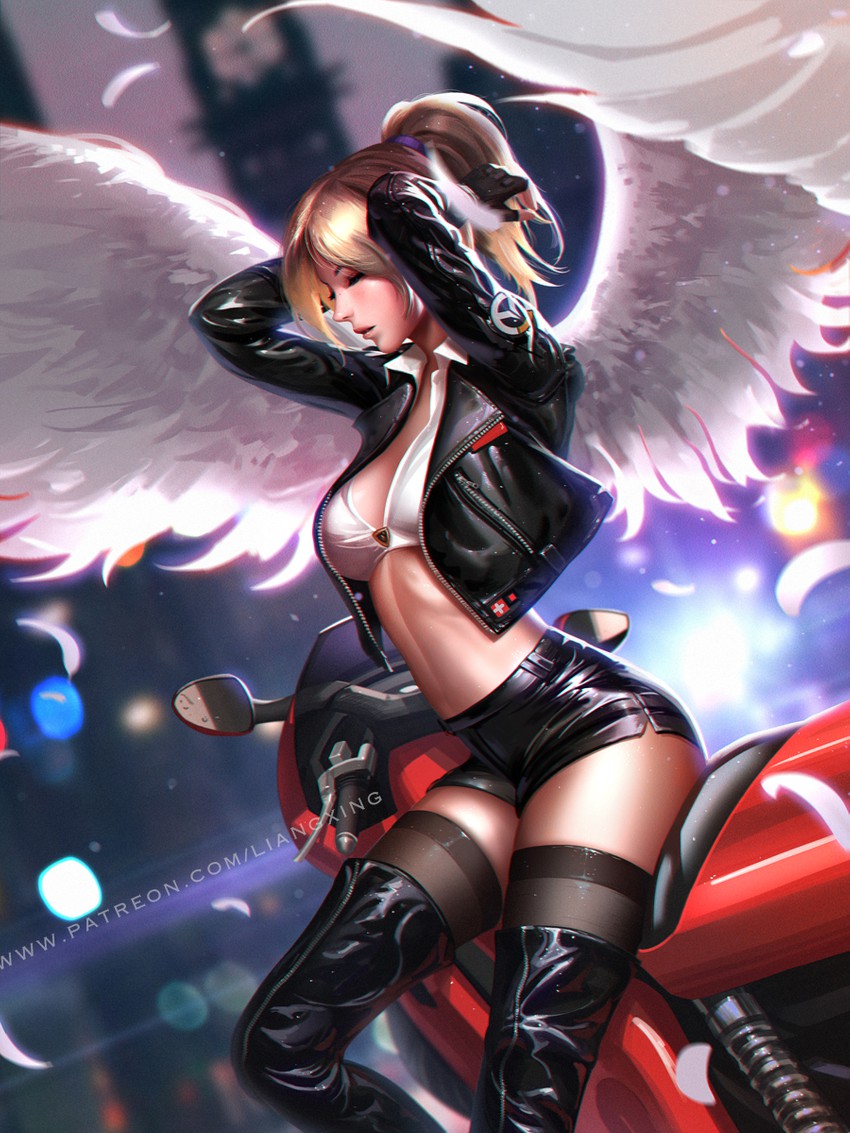 mercy (overwatch and 1 more) drawn by liang_xing