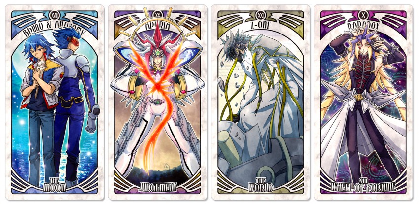 bruno, z-one, paradox, antinomy, and aporia (yu-gi-oh! and 2 more) drawn by muroto_misakichi