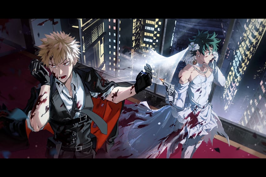 midoriya izuku and bakugou katsuki (boku no hero academia) drawn by homare04271