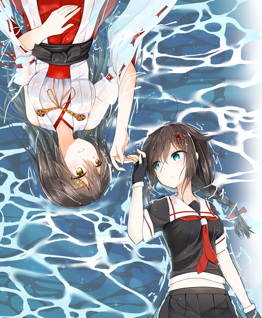 shigure, shigure kai ni, haruna, and haruna kai ni (kantai collection) drawn by namikawa_kuroha