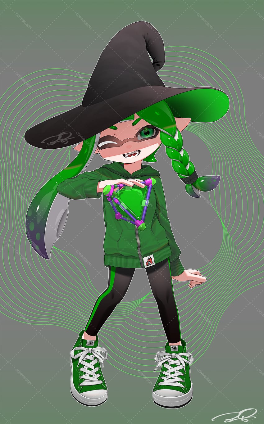 inkling player character and inkling girl (splatoon) drawn by puchiman