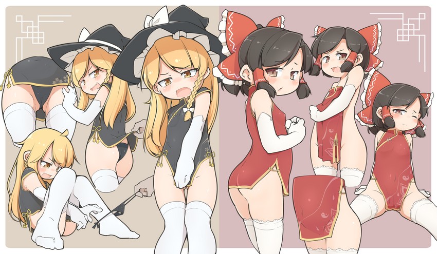 hakurei reimu and kirisame marisa (touhou) drawn by turnip_kabura