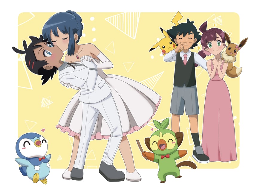pikachu, dawn, ash ketchum, eevee, piplup, and 3 more (pokemon and 1 more)
