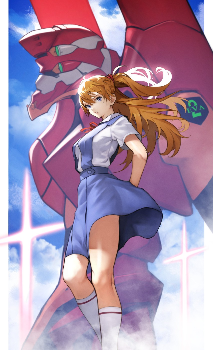 souryuu asuka langley and eva 02 (neon genesis evangelion) drawn by yoshio_(55level)
