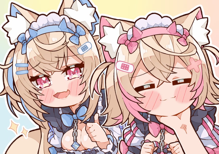 fuwawa abyssgard and mococo abyssgard (hololive and 1 more) drawn by kukie-nyan