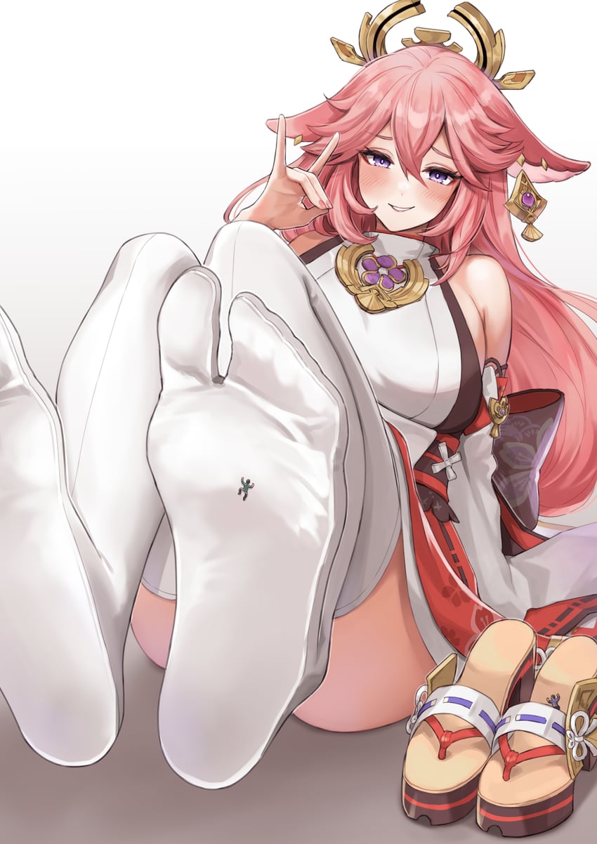 yae miko (genshin impact) drawn by sahara1127