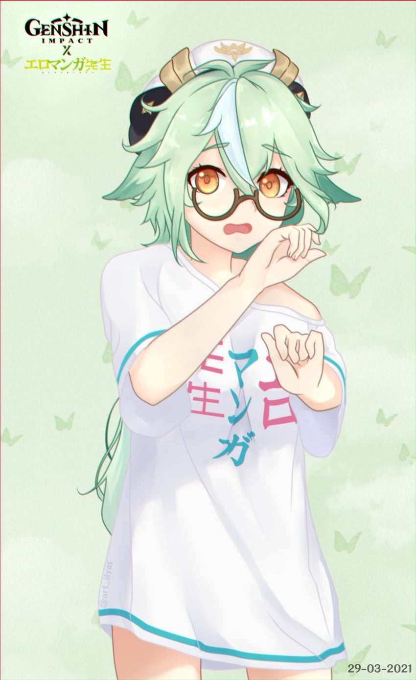 izumi sagiri, sucrose, and fujita akane (genshin impact and 1 more) drawn by art_ilyas