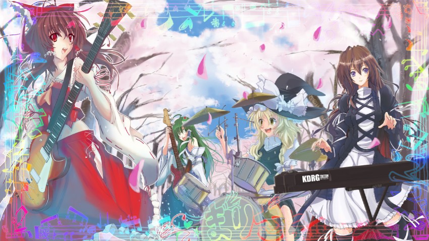 hakurei reimu, kirisame marisa, kochiya sanae, and hijiri byakuren (touhou and 1 more) drawn by fanta_guriipu