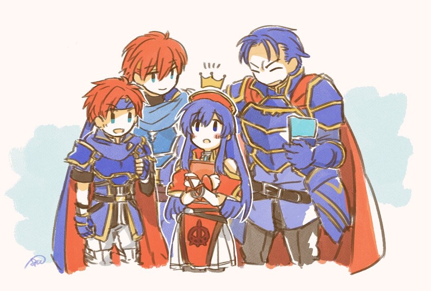 roy, lilina, eliwood, and hector (fire emblem and 3 more) drawn by murabito_ba