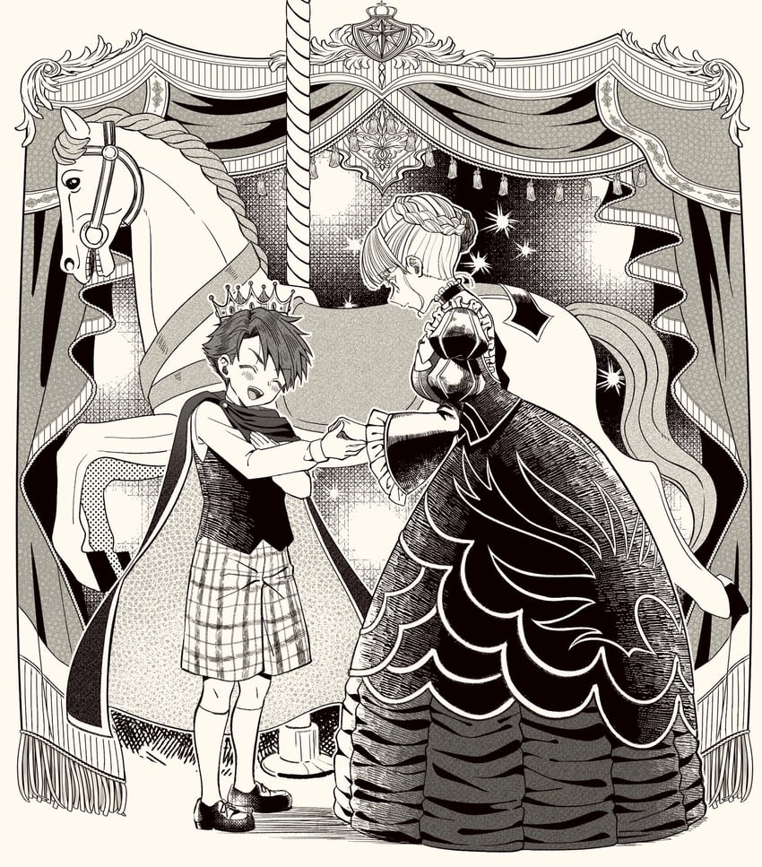beatrice and ushiromiya battler (umineko no naku koro ni) drawn by suidousui