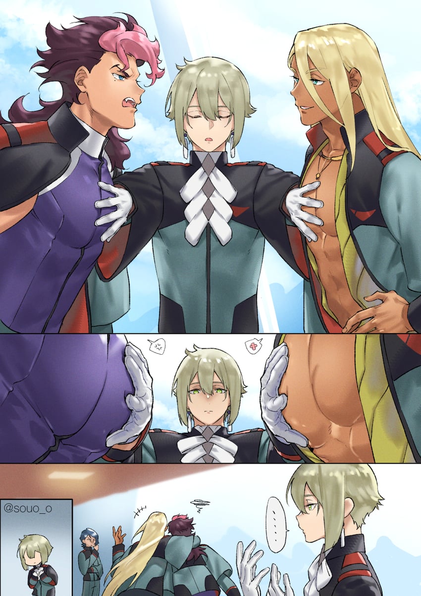 guel jeturk, elan ceres, shaddiq zenelli, and lauda neill (gundam and 1 more) drawn by soul_(tamashii)